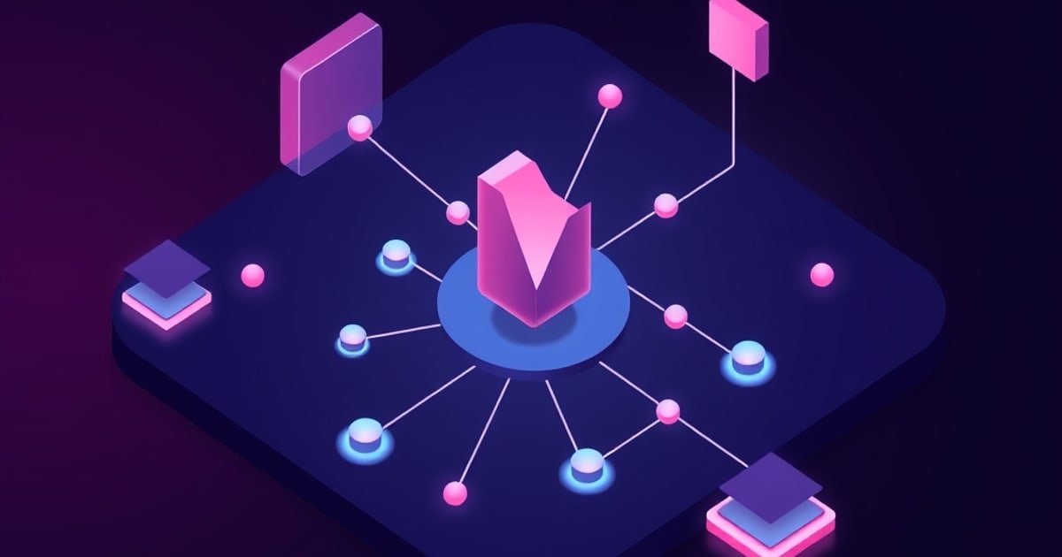 A pink 3D printer nozzle sits on a glowing blue circular platform, radiating wires to small nodes representing firmware update sources like SD card and USB.